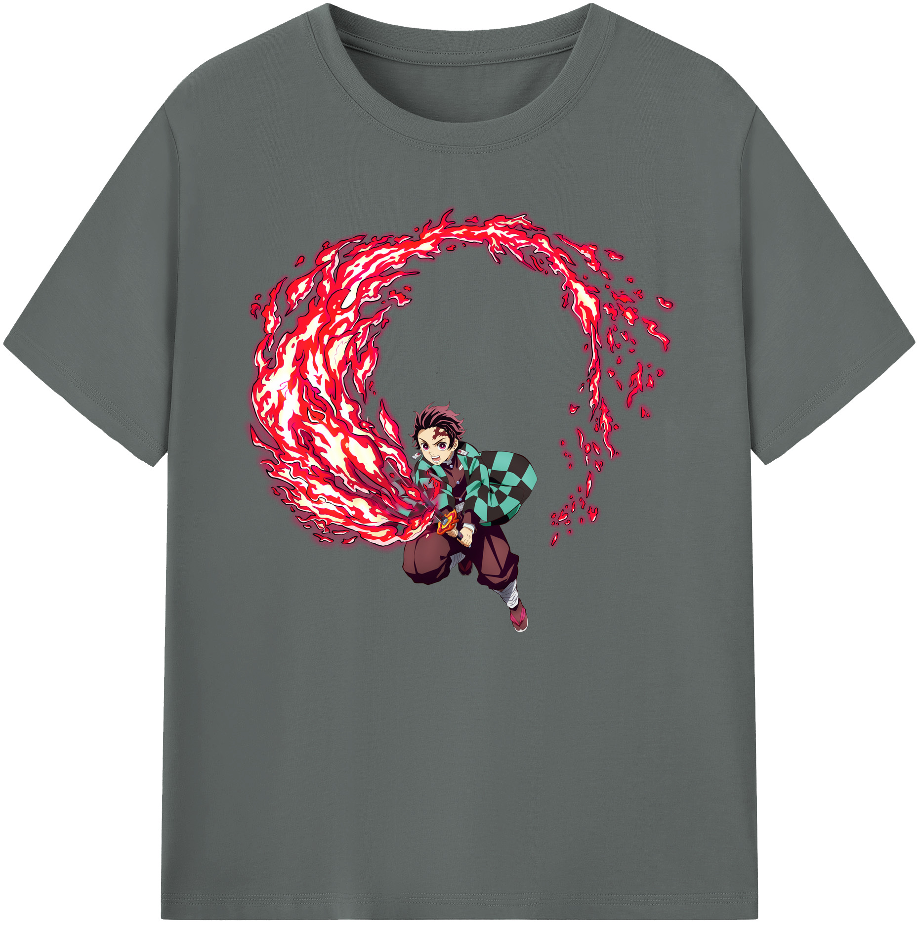（画像用） 鬼滅の刃 竈門 炭治郎／かまど たんじろう Kamado Tanjirou 綿100％ メンズ半袖Tシャツ｜肌触りやわらか＆通気性